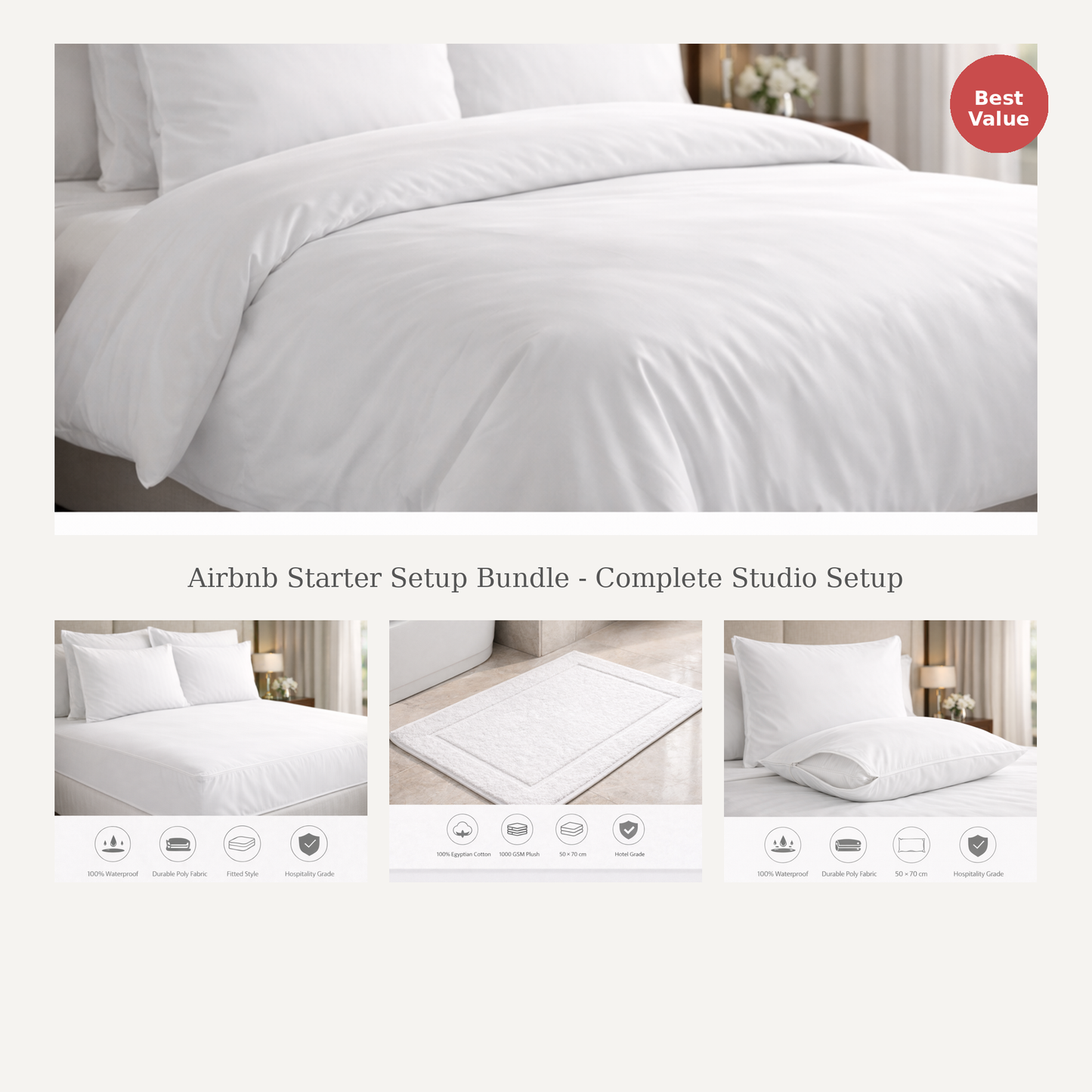 Airbnb starter setup bundle – complete studio queen size bed and bath set, Egyptian cotton sheets, duvet cover, pillowcases and towels for Airbnb hosts, StyHosp Kenya
