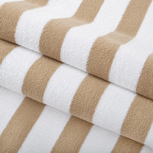 Pool Towel Beige White Strip 500 GSM