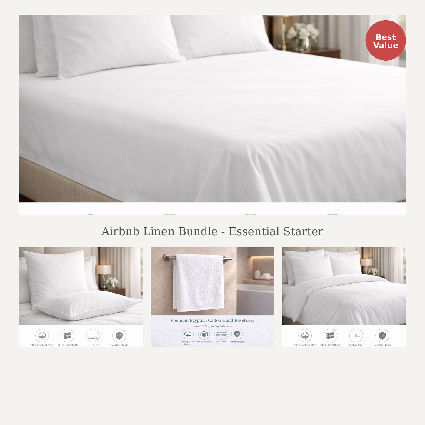 Airbnb linen bundle essential starter – queen bed and bath set, Egyptian cotton sheets, duvet cover, pillowcases and towels for Airbnb hosts, StyHosp Kenya