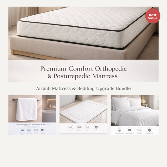 Airbnb mattress and bedding upgrade bundle – queen size comfort upgrade, Egyptian cotton sheets, duvet cover, pillowcases and mattress protector, StyHosp Kenya