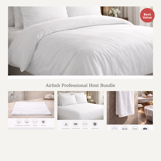 Airbnb professional host bundle – complete 3-set system, queen size bed and bath set, Egyptian cotton sheets, duvet covers, towels for Airbnb hosts, StyHosp Kenya