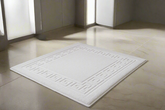 Premium Egyptian Cotton Bath Mat - Greek Key Design