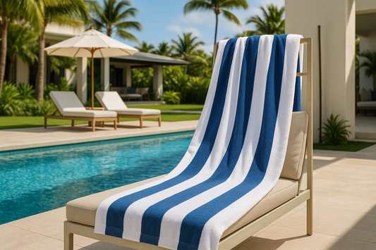 Premium Egyptian Cotton Pool Towel - Blue & White Stripes