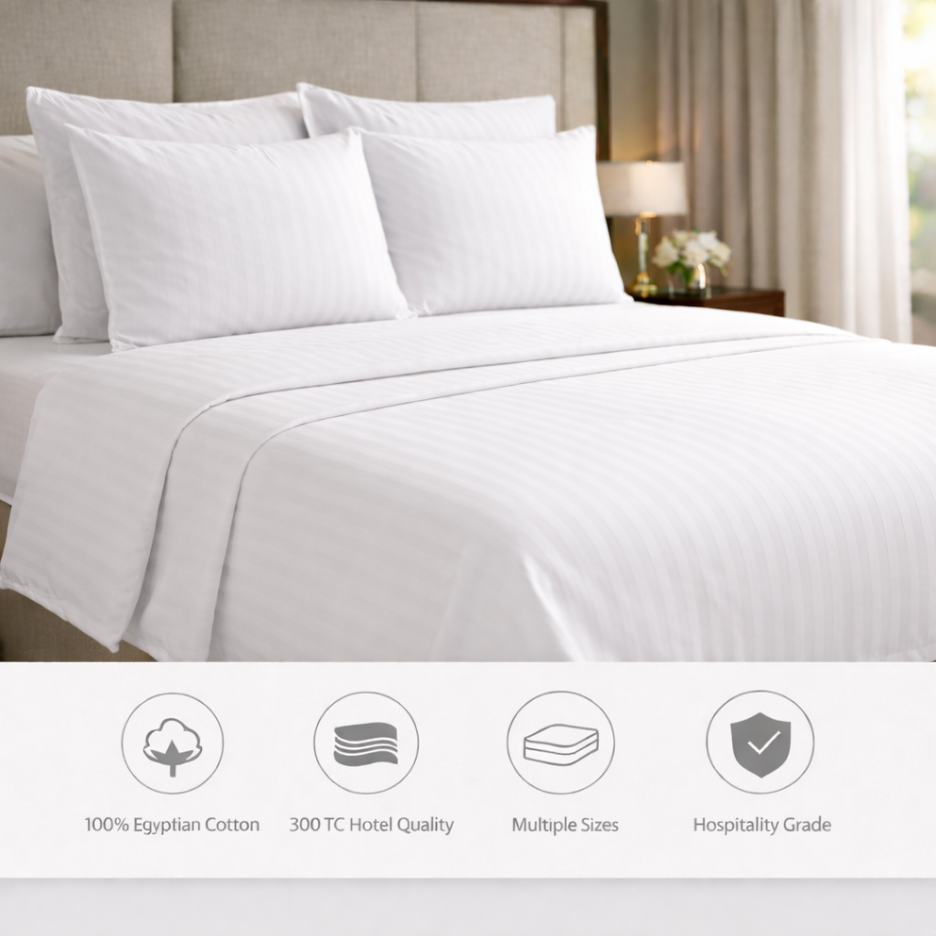 Flat Bed Sheet White Stripe