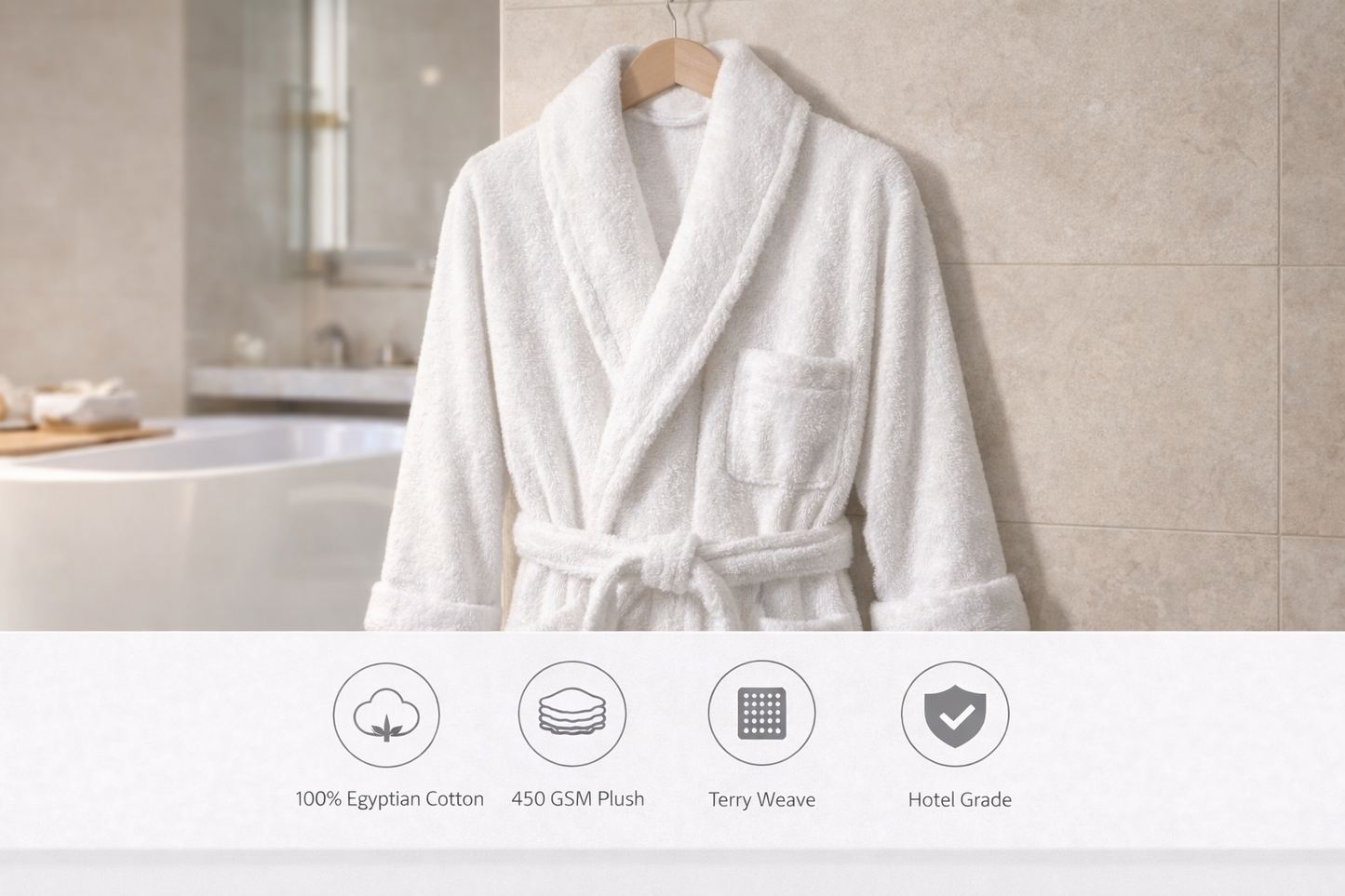 Terry Bathrobe Egyptian Cotton 450GSM - Shawl Collar XL