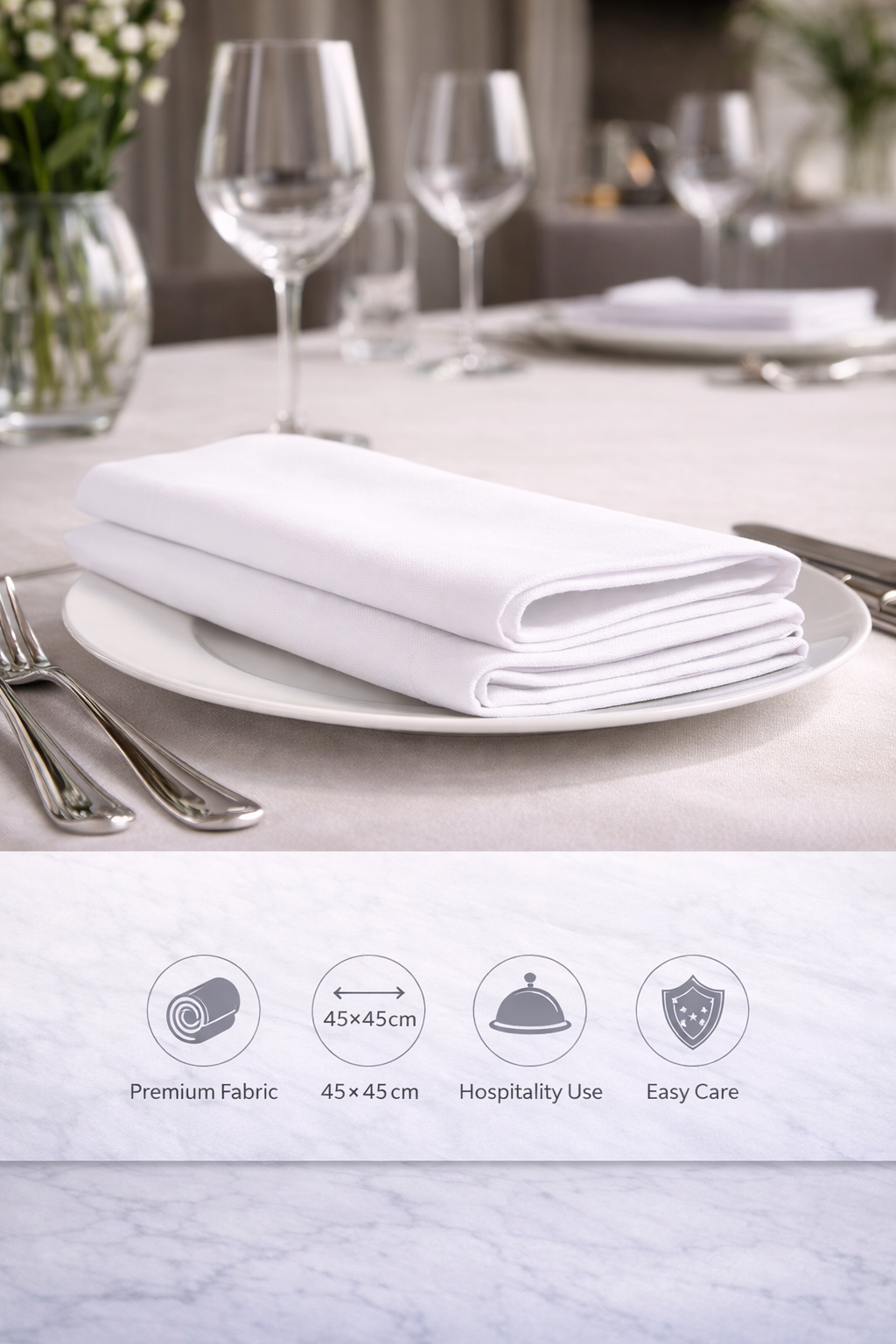 table napkins 45×45 cm – crisp hotel-quality cotton napkins for restaurants, hotels and hospitality use, StyHosp Kenya
